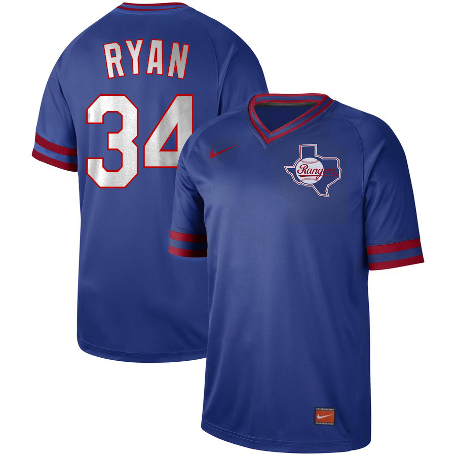 Men's Texas Rangers #34 Nolan Ryan Royal Cooperstown Collection Legend Stitched MLB Jersey